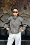 Women's Mini Stone Pleated Bomber Jacket Sun462 - 4