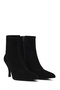 Women's Black Zippered Thin Heeled Suede Leather Boots Af220001Ds - 2