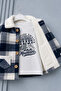Plaid Plush Collared Jacket and Mountain Print Boys' 3-Piece Set - 2