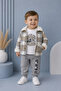 Plaid Plush Collared Jacket and Mountain Print Boys' 3-Piece Set - 3