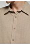 Regular Fit Shirt Neck Plain Men's Beige Long Sleeve Shirt - 4