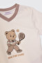 Baby Boy Teddy Bear Printed Ecru T-Shirt - 3