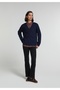 Regular Fit V-Neck Plain Women's Navy Blue Sweater - 3