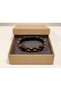 Delsorin Flame Black Leather Men's Bracelet - Thick Orange Black Braided - 2