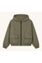 Women's Khaki, Crinkle Fabric, Hooded, Zippered, Water and Wind Resistant Crop Raincoat - 5