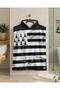 Printed Towel Poncho, 80X100 Oversized Beach, Pool and After-Bath Towel - Black and White Striped Flag Pattern - Defoludur - 4