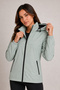 Women's Mint Green, Removable Hood, Water and Wind Resistant, Zippered, Raincoat Jacket - 3