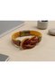 Caspien Loop Brown Leather Men's Bracelet - Burgundy Mustard Knot Detail - 2