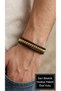 Taverno Gild Brown Leather Men's Bracelet - Gold Tone Bead Detail