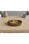 Drusano Ocher Brown Leather Men's Bracelet - Double Row Beaded Weave - 3