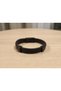Valcerno Onyx Black Leather Men's Bracelet - Braided Stripe and Matte Metal Detail - 2