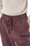 Elastic Waist Suede Trousers Burgundy - 5