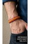 Dameric Solis Red Yellow Leather Men's Bracelet - Double Braided Vibrant Design