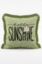 Hello Sunshine Written Floral Motif Pastel Background Fringed Throw Pillow Cover