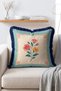 Pastel Framed Vintage Spring Flowers Pattern Decorative Fringed Throw Pillow Cover - 3