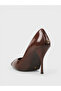 Women's Summer 11cm Thin Closed Heel Shoes - 574 085 - Brown Matte Open-Croco - 4