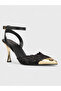 Women's summer 11cm thin open heel shoes - 230 0124 - black lace - 2