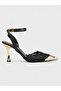 Women's summer 11cm thin open heel shoes - 230 0124 - black lace