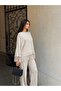 Tasseled Detail Loose Knitwear Poncho Top and Bottom Set - 7