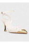 Women's summer 11cm thin open heel shoes - 230 0124 - white lace - 2