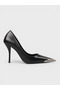 Women's Summer 11cm Thin Closed Heel Shoes - 574 0634 - Black Matte Opening