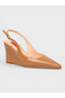 Women's Summer 9cm Thick Open Heeled Shoes - 574 1100 - Capuccino Patent Leather - 2