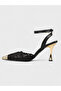 Women's summer 11cm thin open heel shoes - 230 0124 - black lace - 3
