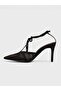 Women's Summer 9cm Thin Open Heeled Shoes - 574 1122 - Black Satin - 3
