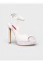 Women's Summer 15cm Thin Open Heeled Shoes - 574 86 - White Satin - 2