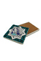 Peacock Figured, Anatolian Seljuk Turquoise Star Motif Printed Natural Stone Coaster 10X10 Kd-29 - 2