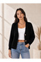 Women's Black V-Neck Basic Thessaloniki Knitted Button Detailed Knitwear Cardigan - 3