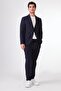Men's Slim Fit Mono Collar Navy Blue Jacket - 3