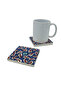 Ottoman Iznik Tile Pattern Printed Natural Stone Coaster 10X10 Kd-33