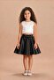 Girl's Satin Bow Detailed Mini Flared Skirt