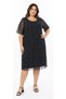Women's Polka Dot Black Plus Size Tulle Detailed Lined Midi Dress Hzl26S-Pr151241