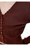 Knitted Detail Mine Button Brown Knitwear Cardigan - 4