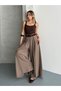 Women's Mink Belted High Waist Relaxed Fit Wide Leg Woven Palazzo Trousers - 7