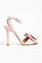 Zri̇n-48 Exclusive Pink Patent Leather Ankle Strap Bowknot Thin Heel Shoes 10.5 cm - 3