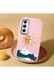 Realme C65 4g Compatible Retro Style Sun Moon Sea Wave Pattern Shock Absorbing Camera Protected Pink Silicone Case - 2