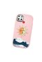 Realme C25/C25S Compatible Retro Style Sun Moon Sea Wave Pattern Shock Absorbing Camera Protected Pink Silicone Case - 3