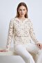 Beige Lace Embroidered Gold Button Standard Size Women's Cardigan/Jacket - 5