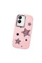 Vivo Y28 4g Compatible Leopard Pattern Stars Pattern Shock Absorbing Pink Silicone Case with Camera Protection - 3