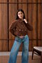 Women's Brown Jacket with Snap Pockets - 2