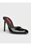 Women's Summer 11cm Thin Heeled Slippers - 574 0812 - Black Shiny Wrinkled - 2