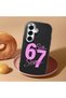 Samsung Galaxy S25 Plus Compatible Black Silicone Case with Number Six Seven Written Pattern, Shock Absorbing Camera Protection - 2
