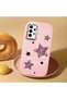 Pink Silicone Case Compatible with Samsung Galaxy A32 4g, Leopard Print, Stars Pattern, Shock-Absorbing, Camera Protection - 2