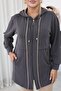 Plus Size Hooded Modal Fabric Cardigan with Piping Detail - 7