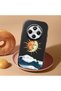 Redmi A4 Compatible Retro Style Sun Moon Sea Wave Pattern Shock-Absorbing Black Silicone Case with Camera Protection - 2