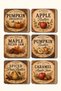 Set of 6 Autumn Harvest, Autumn Harvest Themed Decorative Mdf Coasters - 2