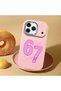 iPhone 17 Pro Max Compatible Number Six Seven Written Pattern Shock Absorbing Camera Protected Pink Silicone Case - 2